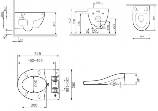 Унитаз подвесной Am.Pm Awe Clean Care C111739SC безободковый с электронной крышкой-биде