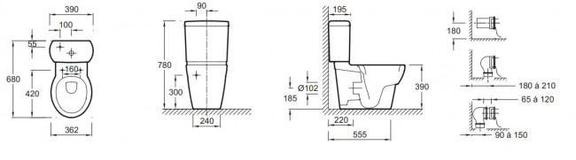 Унитаз Jacob Delafon Ove 19974W-00 напольный с бачком E1558-00 с сиденьем микролифт