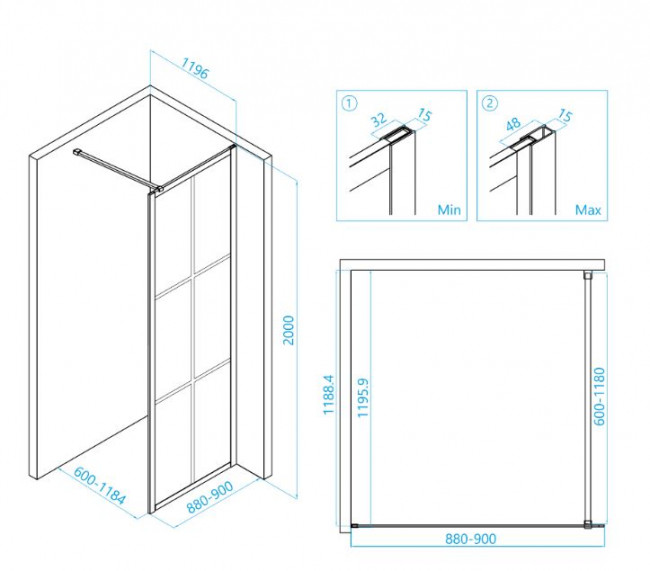 Душевая перегородка RGW WA-11B 90 32101190-84 прозрачное