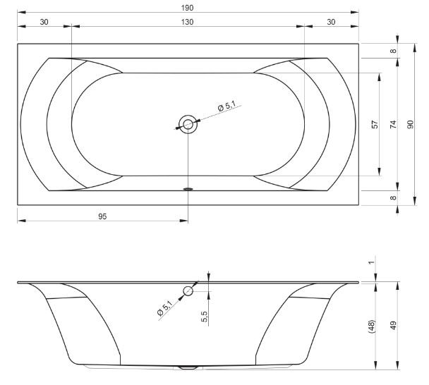 Ванна акриловая Riho Linares 190*90 B143001005