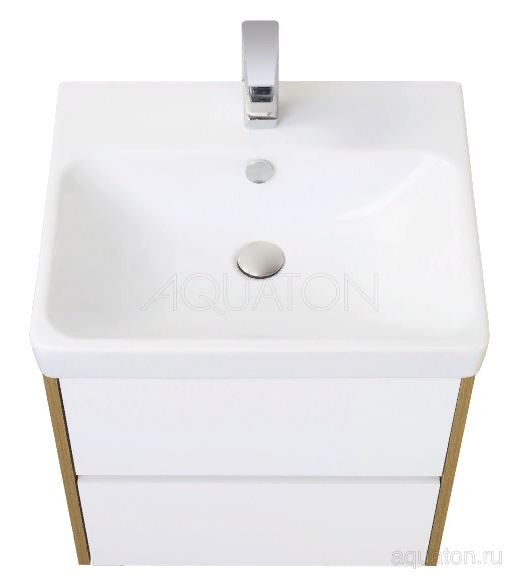 Комплект тумба Акватон Сканди 70 белая дуб рустикальный с раковиной Адриана 70 1A2518K0SDZ90