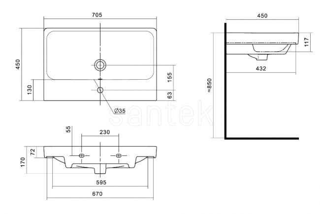 Комплект тумба Акватон Сканди 70 белая дуб рустикальный с раковиной Адриана 70 1A2518K0SDZ90