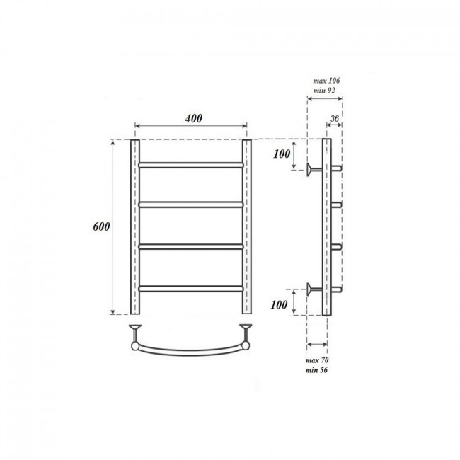 Полотенцесушитель электрический Point Афина PN04146E П4 400*600 левый/правый хром