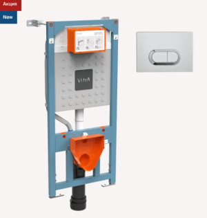 Система инсталляции VitrA V12 700-1873 для унитаза с кнопкой смыва Loop O 740-0580 хром глянец