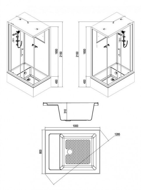 Душевая кабина Esbano ES-108CKRB(L) 100*80 левая