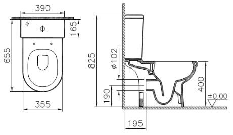 Унитаз-компакт VitrA S50 9797B003-7204 безободковый с микролифтом