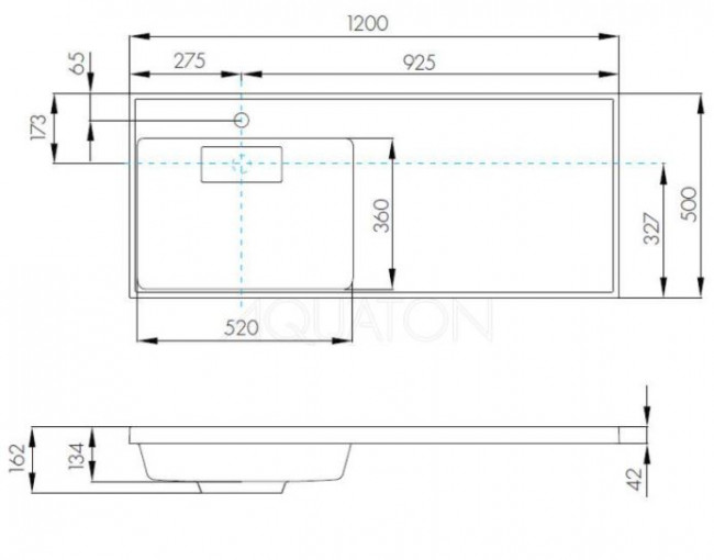 Раковина Акватон Лондри 120 1A72843KLH01L для установки над стиральной машиной левая