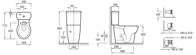Унитаз Jacob Delafon Ove 19967W-00 напольный высокий с бачком E1558-00 без сиденья