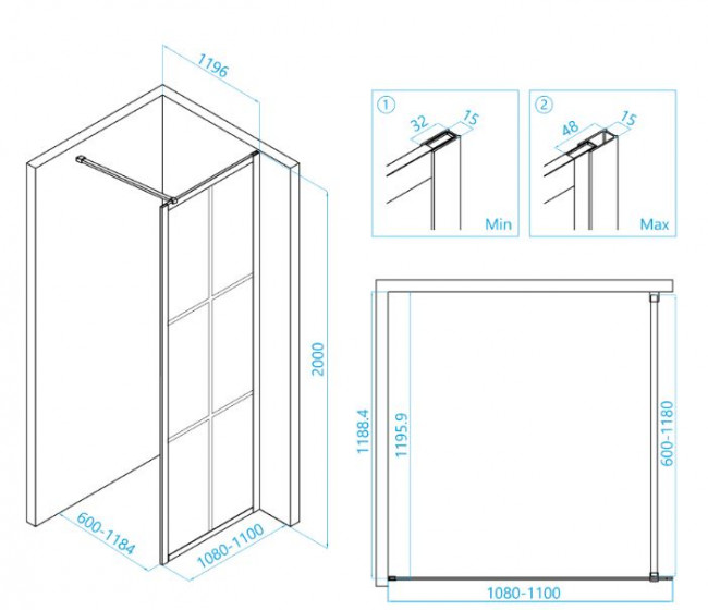 Душевая перегородка RGW WA-11B 110 32101111-84 прозрачное
