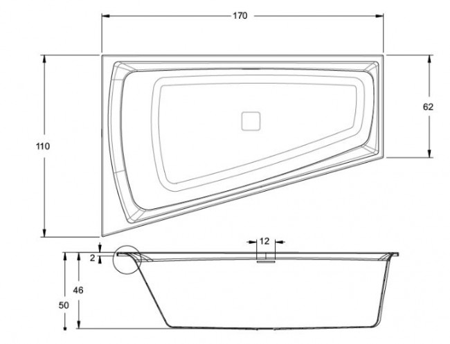 Ванна акриловая Riho Still Smart 170*110 B101010005 правая с функцией Riho Fall и Riho Led
