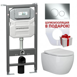Комплект инсталляции с унитазом Ceramica Nova Play Rimless CN3001_1001CH_1000 кнопка хром глянец