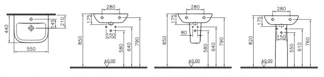 Раковина Vitra S20 5502B003-0001 55см