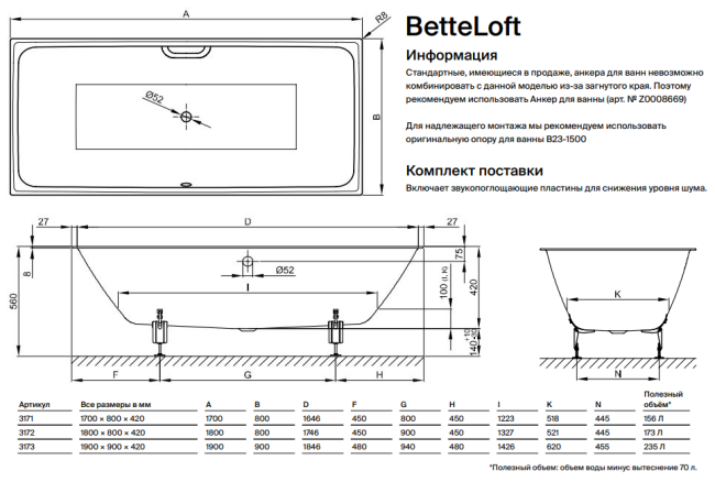 Ванна стальная Bette BetteLoft 180*80 3172-000 PLUS GlasurPlus встраиваемая Ванна стальная Bette BetteLoft 180*80 3172-000 PLUS GlasurPlus встраиваемая