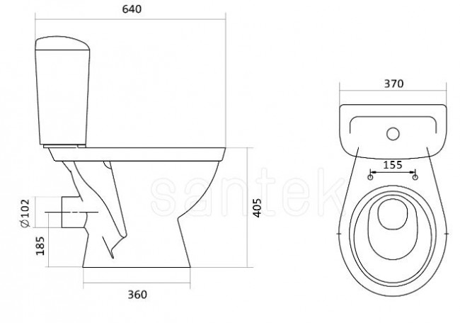 Унитаз-компакт Santek Паллада 1WH302371 горизонтальный выпуск сиденье полипропилен без микролифта