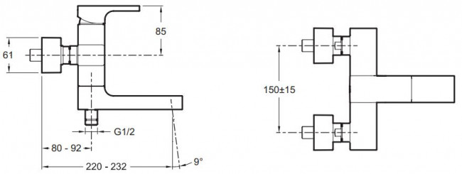 Смеситель Jacob Delafon Strayt E45370-CP для ванны