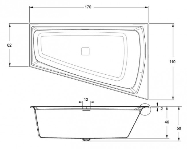 Ванна акриловая Riho Still Smart 170*110 B102009005 левая с функцией Riho Fall