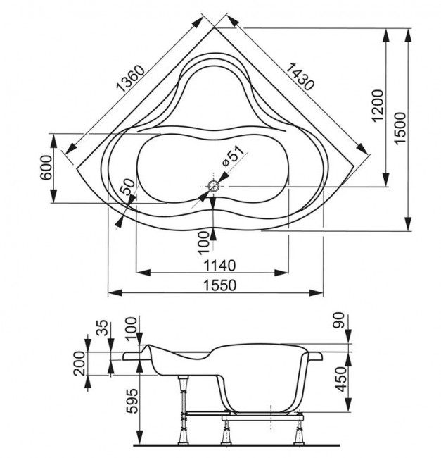 Ванна акриловая Vagnerplast Iris 143*143 VPBA143IRI3X-04