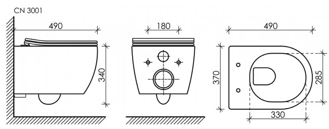 Комплект инсталляции с унитазом Ceramica Nova Play Rimless CN3001_1002CH_1000 кнопка хром глянец