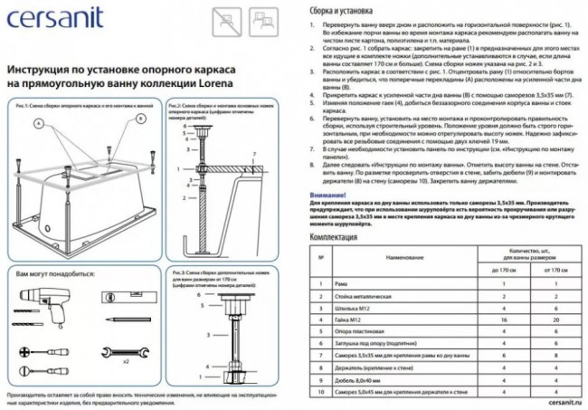 Каркас для ванны Cersanit Lorena 150 RW-LORENA*150