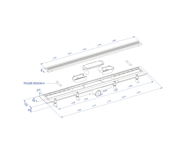 Душевой лоток PLASTBRNO DESIGN3 SZA3750 75см