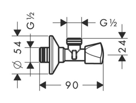 Угловой вентиль Hansgrohe E G1/2 13903000