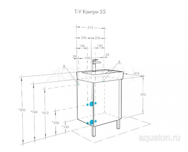 Тумба под раковину Акватон Кантри 55 1A257601AHB20 белая дуб верона