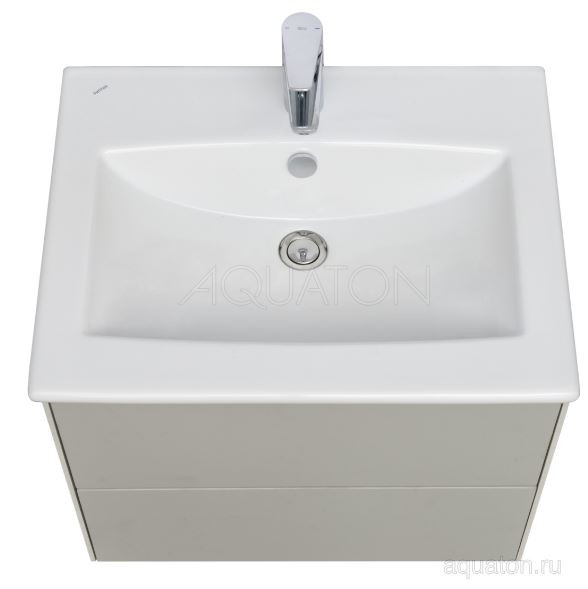 Комплект тумба Акватон Сохо 60 слэйт галька серая с раковиной Элина 60 1A2580K1AJ9A0