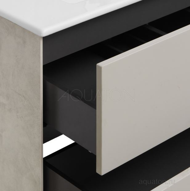 Комплект тумба Акватон Сохо 60 слэйт галька серая с раковиной Элина 60 1A2580K1AJ9A0