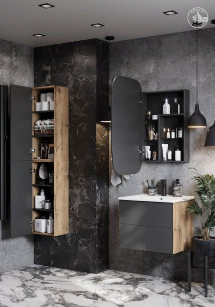 Шкафчик Акватон Сохо 1A258403AJA00 дуб веллингтон графит софт