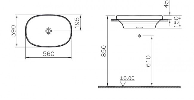 Раковина VitrA Frame 5652B403-0016 полувстраиваемая