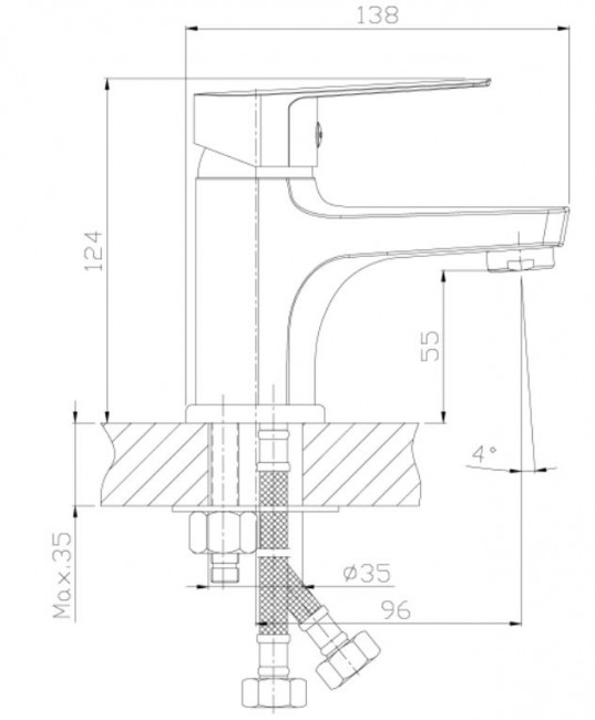 Смеситель Rossinka S35-15 для раковины с гигиеническим душем