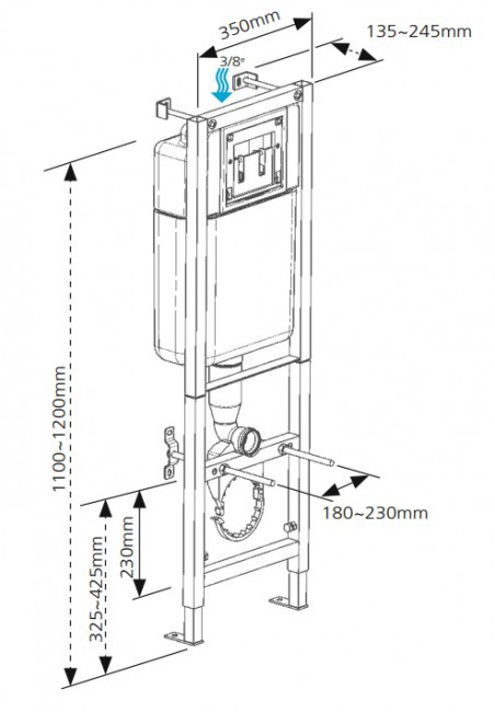 Система инсталляции Cersanit Black 35 с клавишей смыва Leon