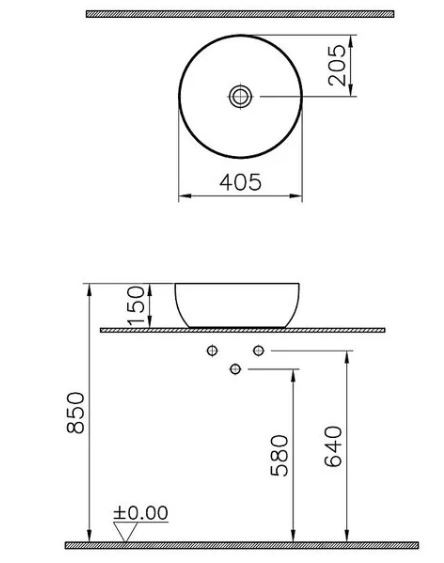 Раковина VitrA Outline Recycled 7992B066-0016 накладная матовый тауп
