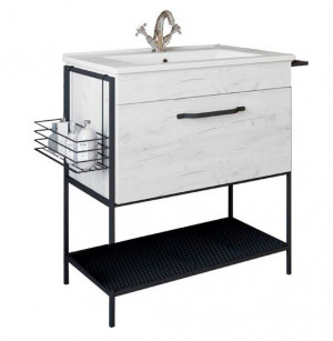 Тумба под раковину Sanflor Бруклин 75 дуб крафт белый С02707