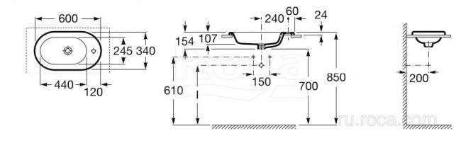 Раковина Roca Meridian 32724E000 врезная