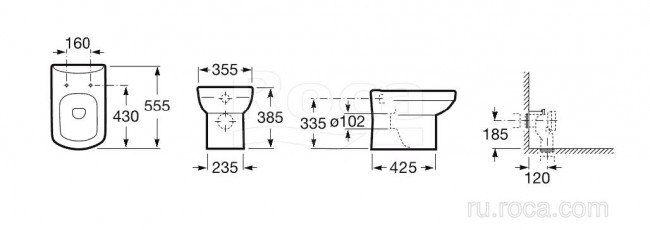 Унитаз приставной Roca Dama Senso Compacto 347517000