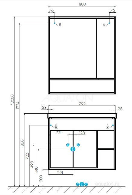 Зеркальный шкаф Акватон Флай 80 1A237702FAX10 дуб крафт