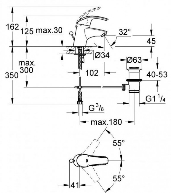 Смеситель Grohe Eurosmart 32925001 для раковины
