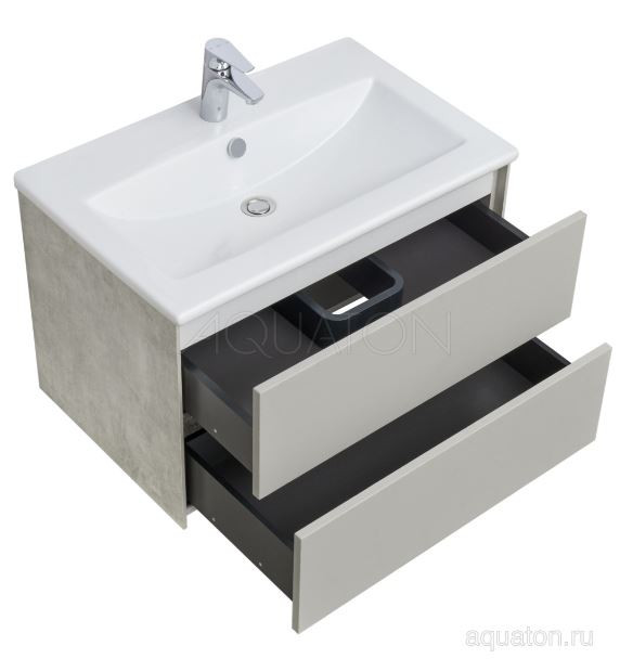 Комплект тумба Акватон Сохо 75 cлэйт галька серая с раковиной Элина 75 1A2581K1AJ9A0