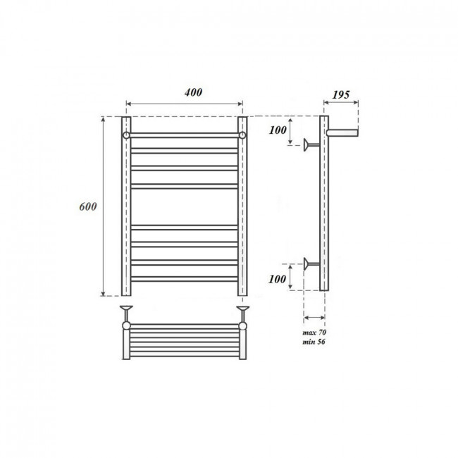Полотенцесушитель электрический Point Аврора PN10146SPE П7 400*600 с полкой левый/правый хром