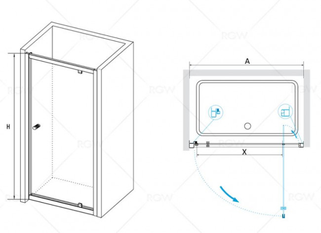 Душевая дверь RGW PA-05 80 04080508-11 прозрачное