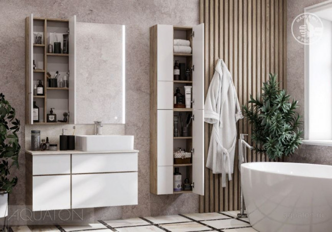 Тумба под раковину Акватон Мишель 100 1A244101MIX40 дуб эндгрейн