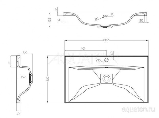 Раковина Акватон Айрис М 80 1A73263KAG010