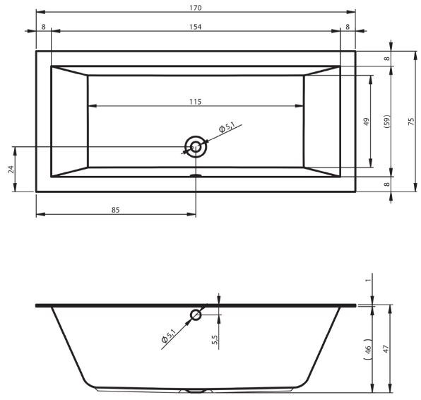 Ванна акриловая Riho Lugo 170*75 B132001005