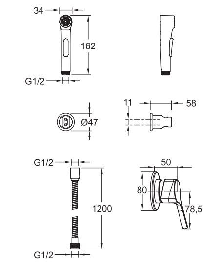 Смеситель Jacob Delafon Elate E24610-BL с гигиеническим душем черный матовый