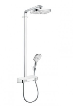 Душевая система Hansgrohe Raindance Select E Showerpipe 300 2jet с ShowerTablet Select 300 27126400 с термостатом хром/белый