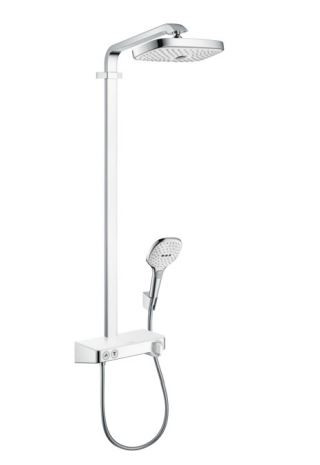 Душевая система Hansgrohe Raindance Select E Showerpipe 300 2jet с ShowerTablet Select 300 27126400 с термостатом хром/белый