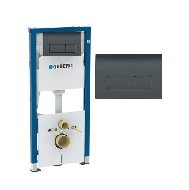 Система инсталляции Geberit Duofix 458.128.DW.1 со смывным бачком Delta 12 см смывная клавиша Delta 50 черный глянцевый