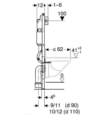 Система инсталляции Geberit Duofix 458.128.DW.1 со смывным бачком Delta 12 см смывная клавиша Delta 50 черный глянцевый