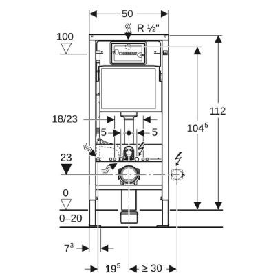 Система инсталляции Geberit Duofix 458.128.DW.1 со смывным бачком Delta 12 см смывная клавиша Delta 50 черный глянцевый